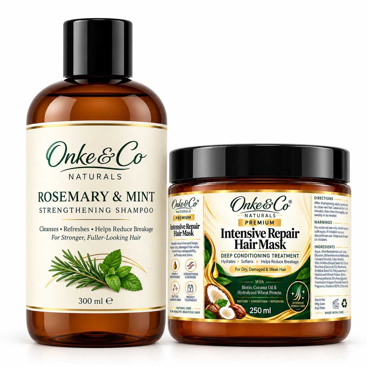Rosemary & Mint Shampoo + Intensive Repair Hair Mask