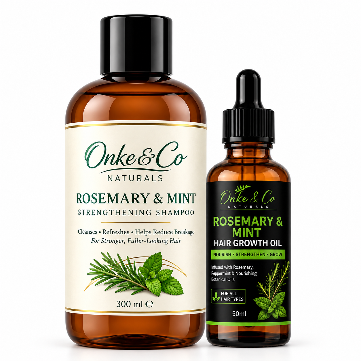 Rosemary & Mint Strengthening Shampoo And Hair Growth Oil